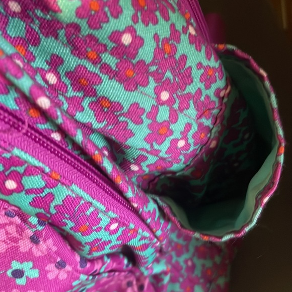 Purple + teal Vera Bradley floral backpack 5+ pockets w 3 main compartments - Picture 7 of 7